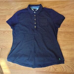 Tommy Hilfiger Women’s Navy Polka Dot Pattern Short Sleeve Collared Polo SizeXS